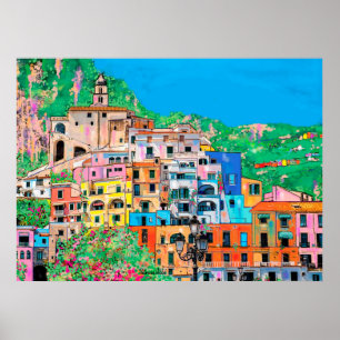 Amalfi Küste Italiens Digitale Kunst Traditionelle Poster