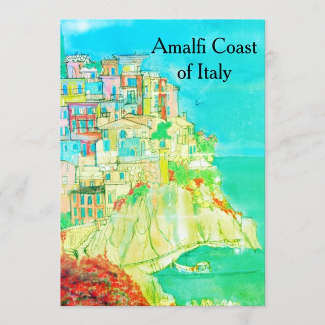 Amalfi Küste Italiens Postcard von Künstler (Vorderseite)