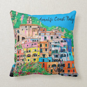 Amalfi-Küste Italiens Traditionelle Digitalkunst Kissen