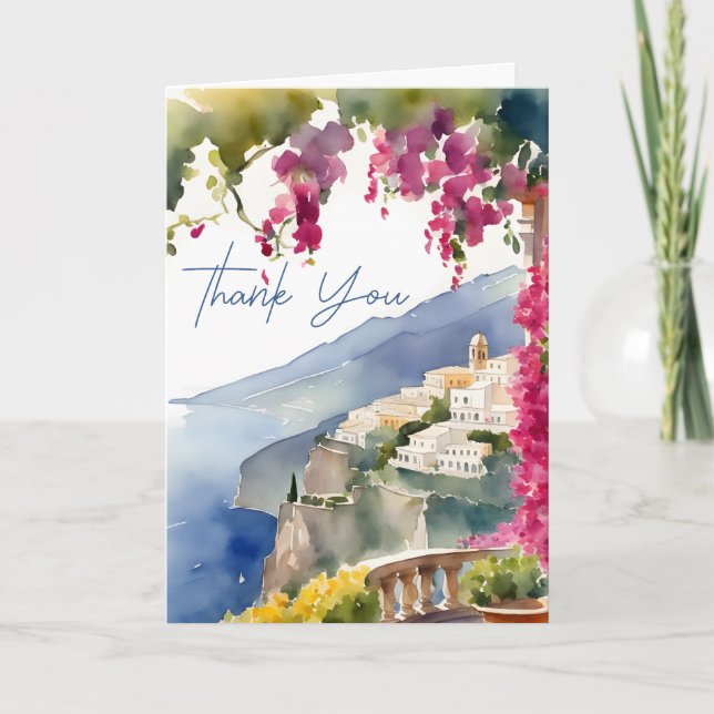 Amalfi Küste Mittelmeer Italienisches Brautparty Dankeskarte (Vorderseite)