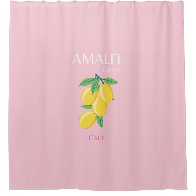 Amalfi Küste, Preppy Art, Rosa, Reisen Duschvorhang (Vorderseite)