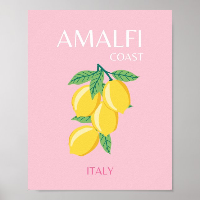 Amalfi Küste, Preppy Art, Rosa, Reisen Poster (Vorne)