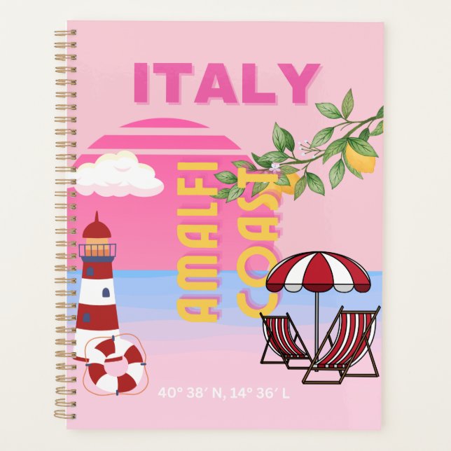 Amalfi Küste, Preppy Travel, Rosa Planer (Vorderseite)