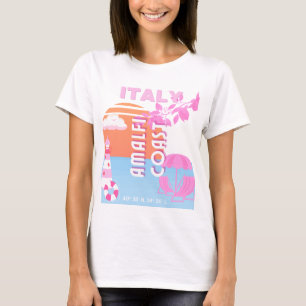 Amalfi Küste Reisen Kunst, Preppy Travel, Rosa T-Shirt