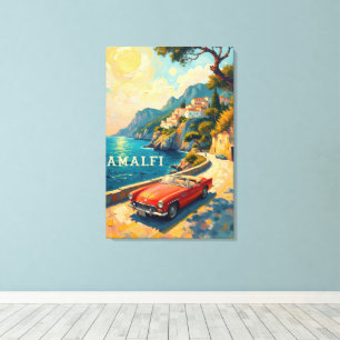 Amalfi Küste Retro Reisen : Van Gogh Style Leinwanddruck