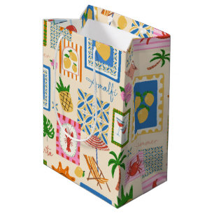 Amalfi-Küste Sommer Mittelmeer-Muster  Mittlere Geschenktüte