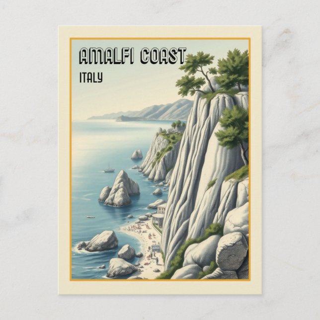 Amalfi Küste Vintag Italien Reisen Postkarte (Vorderseite)