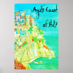 Amalfi-Küste von Italien Kunst 11" X 14" Poster