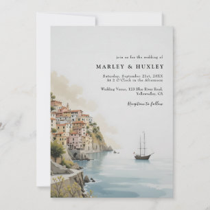 Amalfi Küste Wasserfarbe Minimalistisch Sommerhoch Einladung