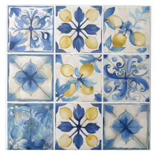 Amalfi Küste Wasserfarbe Mittelmeerlemon Fliese