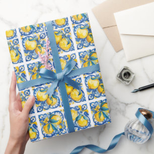 Amalfi Küste Wasserfarbe Mittelmeerlemon Geschenkpapier