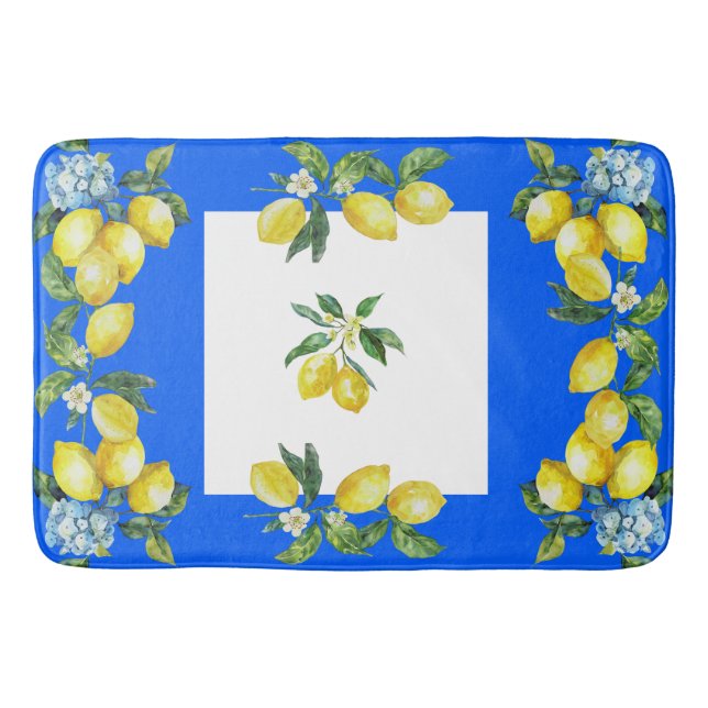 Amalfi Küste Zitronen Ozean Blau Badematte (Vorderseite)