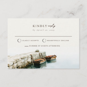 Amalfi-Küsten-Fischerboot-Strand-Hochzeits-RSVP-Ka Begleitkarte