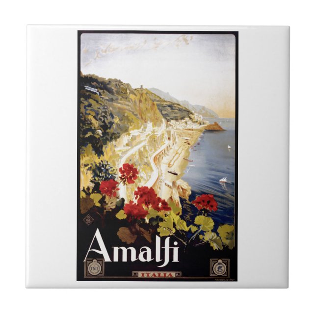 Amalfi-Küsten-Italien-Reise-Plakat 1920 Fliese (Vorderseite)