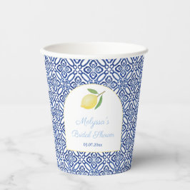 Amalfi Lemons Arch Shape Blue Tiles Brautparty Pappbecher
