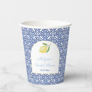 Amalfi Lemons Arch Shape Blue Tiles Brautparty Pappbecher