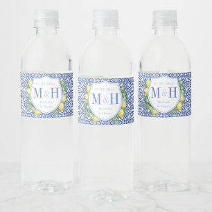 Amalfi Lemons blaue und weiße Fliesen Hochzeitskac