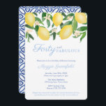 Amalfi Lemons Milestone Frauen 40. Geburtstag Part Einladung<br><div class="desc">Feiern Sie diesen Meilenstein mit diesem in Italien inspirierten Einladungs-Design mit lebendigen Aquarelllemonen und glänzenden grünen Blätter,  ergänzt durch Kobalt-Blau-Weiß-Kacheln. Hier wird ein 40. Geburtstag gezeigt,  aber alle Textfelder sind auf Ihre Bedürfnisse zugeschnitten.</div>