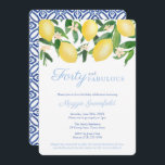 Amalfi Lemons Milestone Frauen 40. Geburtstag Part Einladung<br><div class="desc">Feiern Sie diesen Meilenstein mit diesem in Italien inspirierten Einladungs-Design mit lebendigen Aquarelllemonen und glänzenden grünen Blätter,  ergänzt durch Kobalt-Blau-Weiß-Kacheln. Hier wird ein 40. Geburtstag gezeigt,  aber alle Textfelder sind auf Ihre Bedürfnisse zugeschnitten.</div>