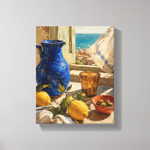 Amalfi-Nachmittag – Mediterrane Stilleben Leinwanddruck