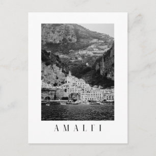 Amalfi-Ortsansichtskarte in Schwarz-Weiß Postkarte