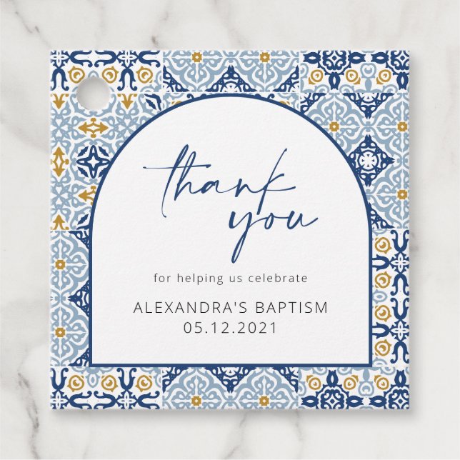 Amalfi Positano Mediterranean Blue Tile Vielen Dan Geschenkanhänger (Vorderseite)