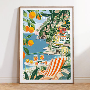 Amalfi Reisen Print, Italien Amalfi Küste Mauer Ku Poster