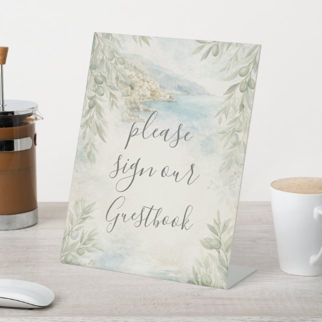 Amalfi Reverie Mediterranean Coastal Table Sign Sockelschild (In SItu)