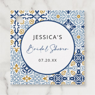 Amalfi Tile Blau Gelbes Brautparty Geschenkanhänger