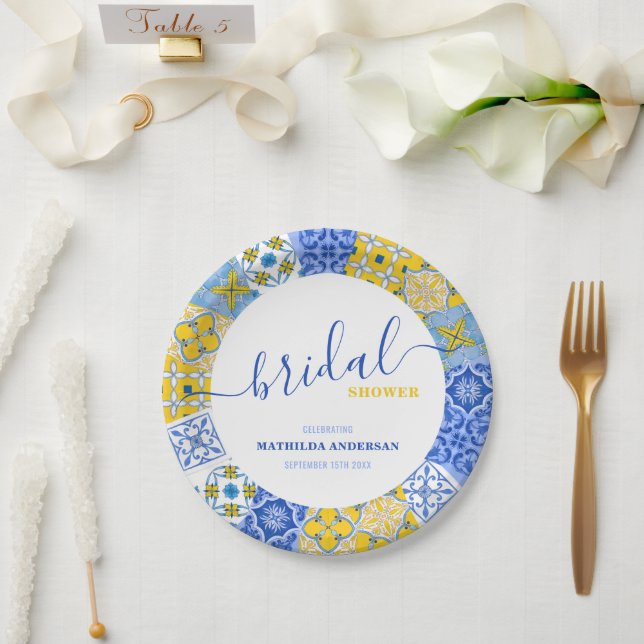 Amalfi Tile Braut-Shower-Brunch Sekt Pappteller (Hochzeit)