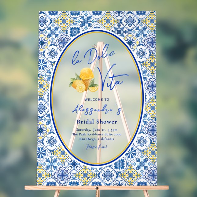Amalfi Tiles Italienisches Sommer-Brautparty Acrylschild (Neutral)