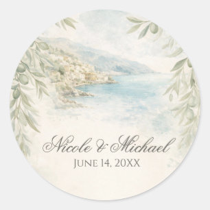 Amalfi Träumerei — Mediterrane Hochzeit am Meer Runder Aufkleber