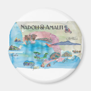 Amalfi und Neapel Italien Vintage-Reiseposter Magnet