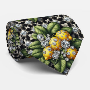 Amalfi-Zitrone Faux-Seide Luxus Art Deco Diamant Krawatte
