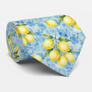 Amalfi-Zitrone-Mittelmeer-Faux-Diamanten-Faux-Seid Krawatte