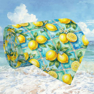 Amalfi-Zitrone-Mittelmeer-Faux-Diamanten-Faux-Seid Krawatte