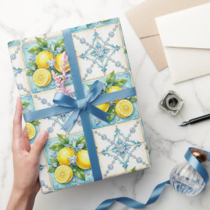 Amalfi-Zitronen, Diamanten und mediterrane Fliesen Geschenkpapier