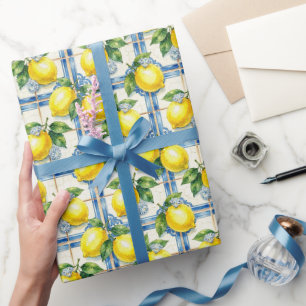 Amalfi-Zitronen, Diamanten und mediterrane Fliesen Geschenkpapier