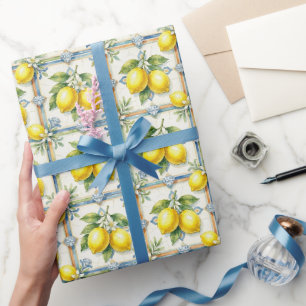 Amalfi-Zitronen, Diamanten und mediterrane Fliesen Geschenkpapier