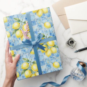 Amalfi-Zitronen, Diamanten und mediterrane Fliesen Geschenkpapier