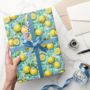 Amalfi-Zitronen, Diamanten und mediterrane Fliesen Geschenkpapier