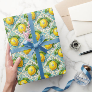 Amalfi-Zitronen, Diamanten und mediterrane Fliesen Geschenkpapier