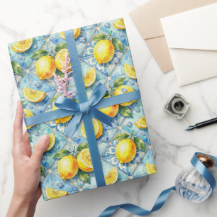Amalfi-Zitronen, Diamanten und mediterrane Fliesen Geschenkpapier