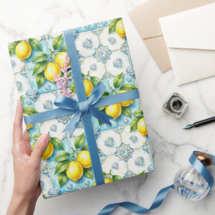 Amalfi-Zitronen, Diamanten und mediterrane Fliesen Geschenkpapier