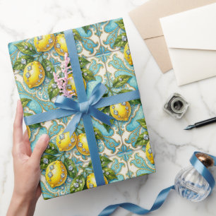 Amalfi-Zitronen, Diamanten und mediterrane Fliesen Geschenkpapier