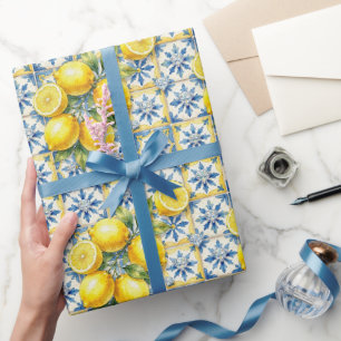 Amalfi-Zitronen, Diamanten und mediterrane Fliesen Geschenkpapier