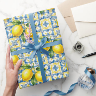 Amalfi-Zitronen, Diamanten und mediterrane Fliesen Geschenkpapier