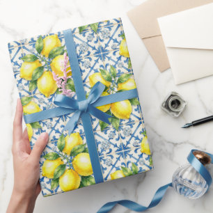 Amalfi-Zitronen, Diamanten und mediterrane Fliesen Geschenkpapier