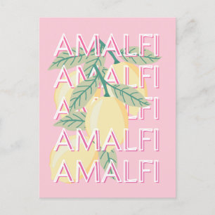 Amalfiküste, Italien, Reisekunst, Preppy, Pink Feiertagspostkarte