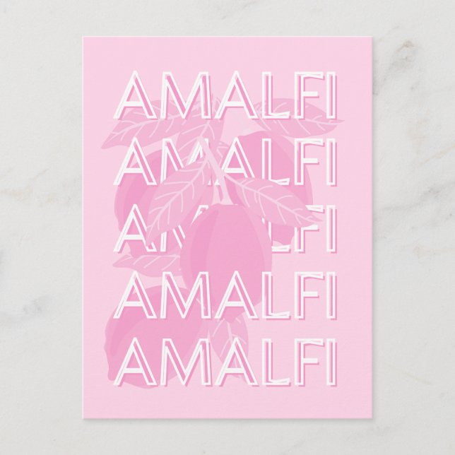 Amalfiküste, Italien, Reisekunst, Preppy, Pink Postkarte (Vorderseite)